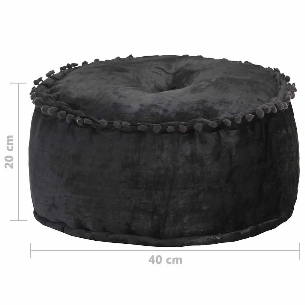 Round Pouffe Anthracite 40x20 cm Velvet Footrest Ottoman