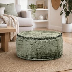 Concise and Stylish Green Velvet Pouffe Ottoman