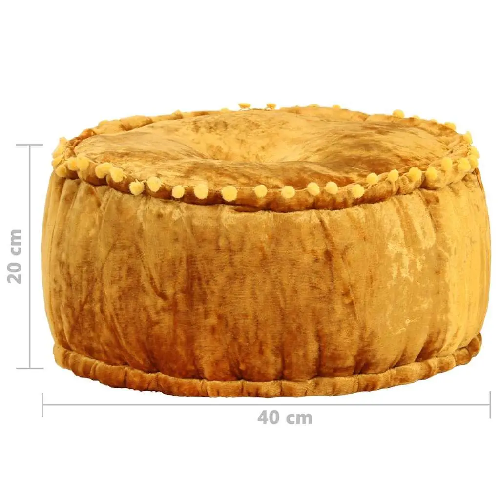 Round Pouffe Ottoman Mustard Yellow 40x20cm Soft Velvet Footrest