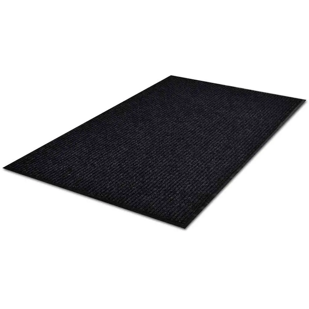 Door Mat Black 117x220 cm Non-Slip PVC Backing Indoor Outdoor