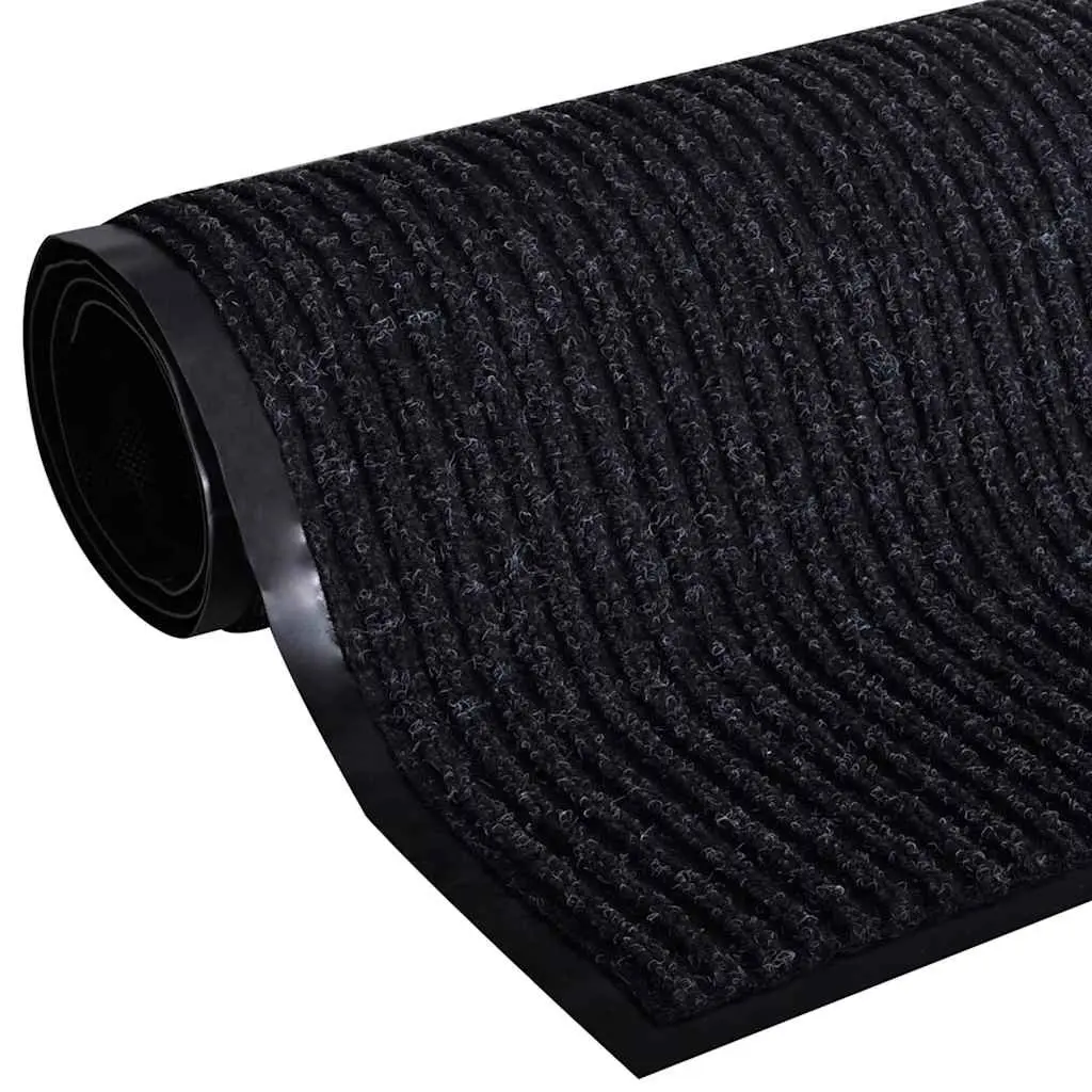 Door Mat Black 117x220 cm Non-Slip PVC Backing Indoor Outdoor