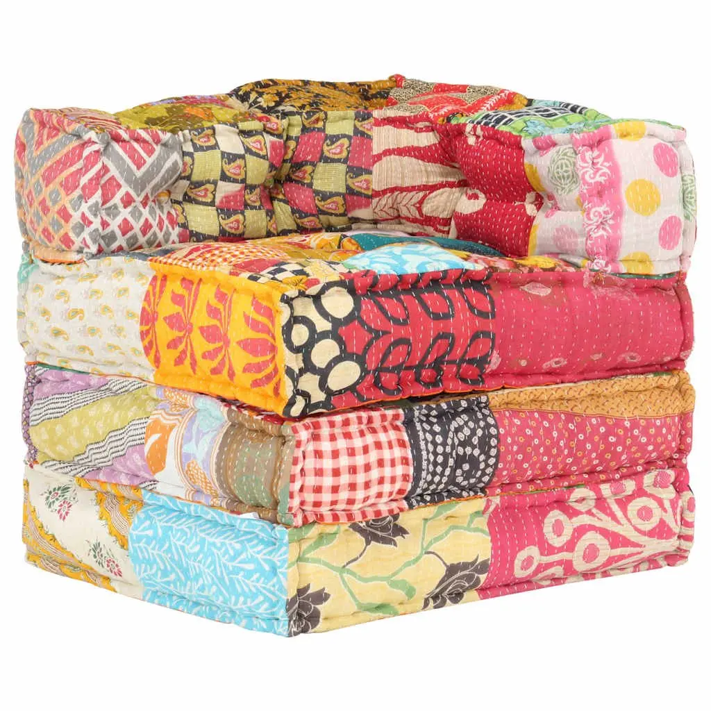 Modular Pouffe Patchwork Fabric Sofa Corner Chair Ottoman Living Room Seating