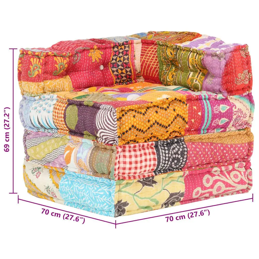 Modular Pouffe Patchwork Fabric Sofa Corner Chair Ottoman Living Room Seating