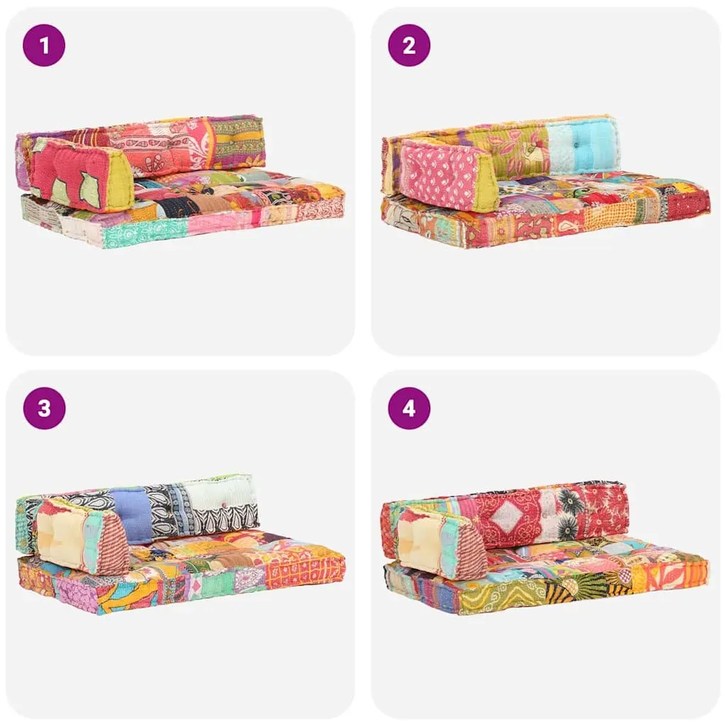 Pallet Cushion Multicolour Patchwork Fabric Cotton Thick Padding Indoor Outdoor Comfort