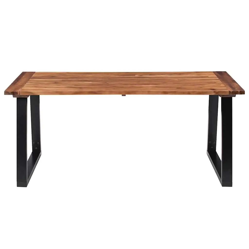 Dining Table Brown 180x90cm Solid Acacia Wood Industrial Style Metal Legs