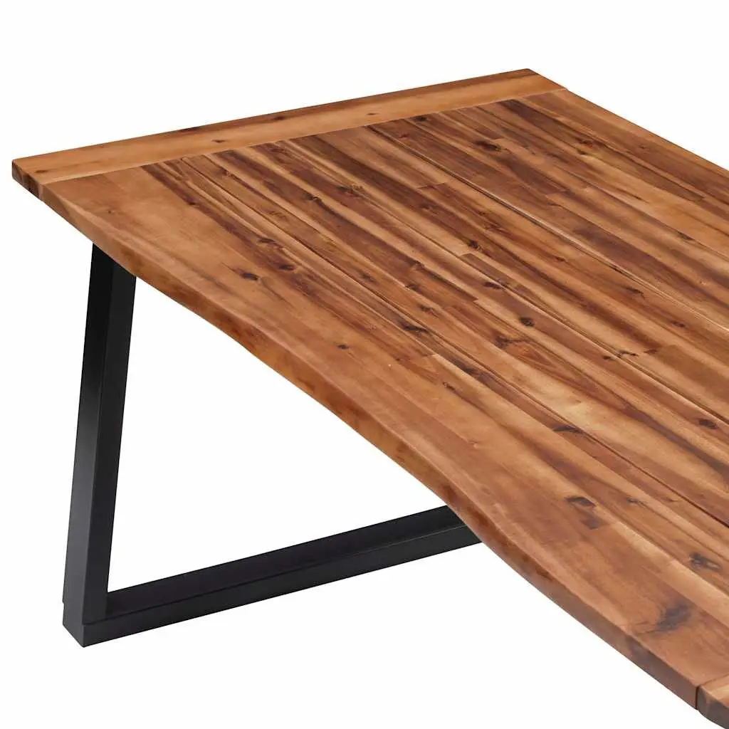 Dining Table Brown 180x90cm Solid Acacia Wood Industrial Style Metal Legs