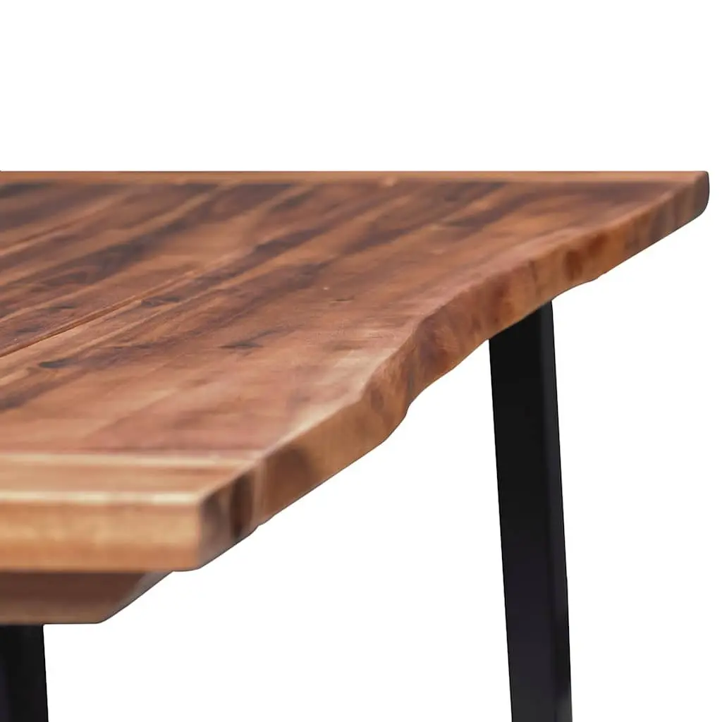 Dining Table Brown 180x90cm Solid Acacia Wood Industrial Style Metal Legs