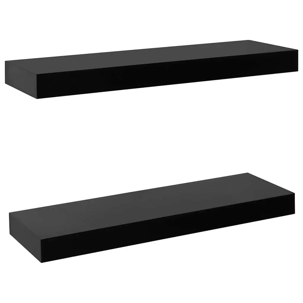Floating Wall Shelves Black 40x20cm Display Storage Organizer Set 2 Piece