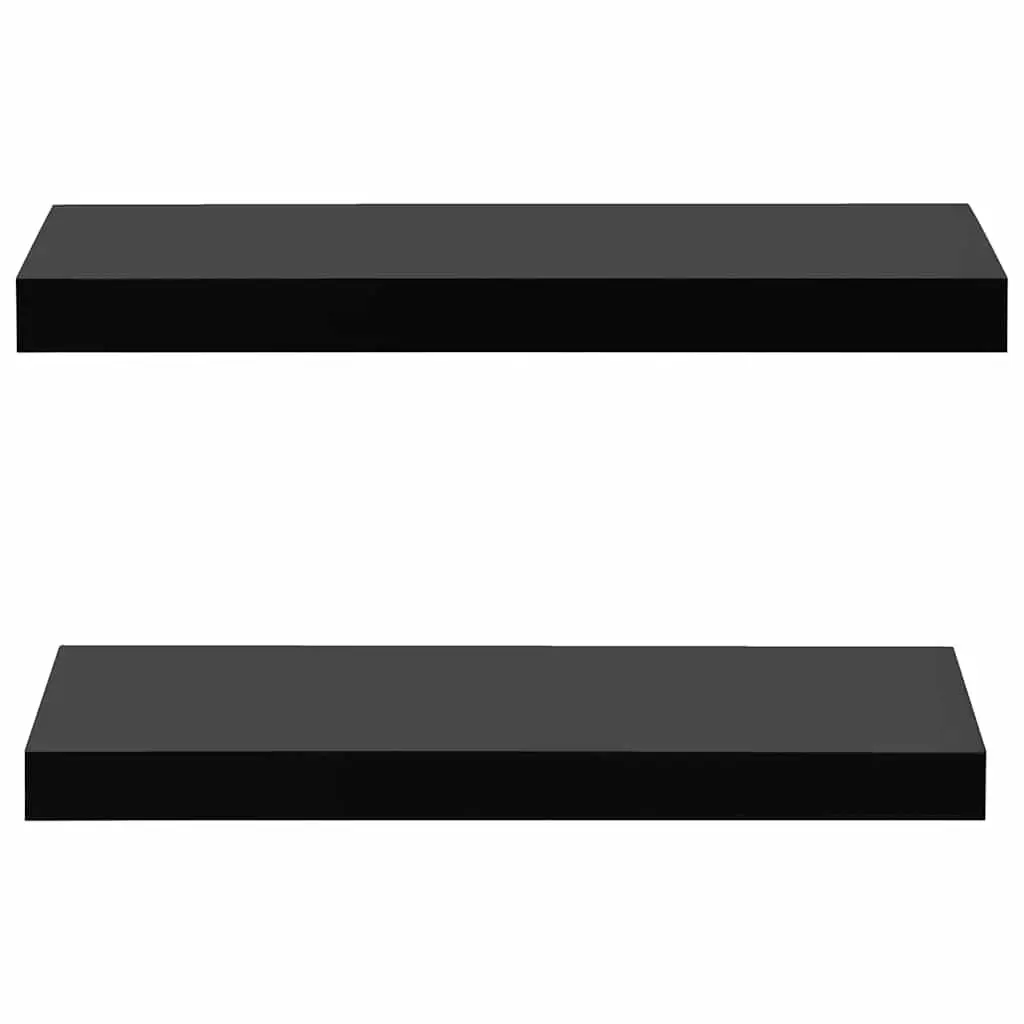 Floating Wall Shelves Black 40x20cm Display Storage Organizer Set 2 Piece