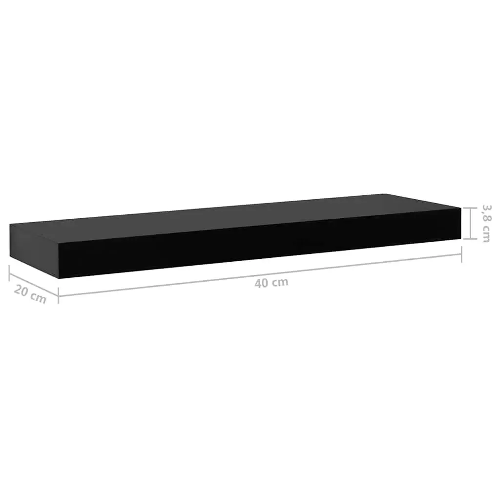 Floating Wall Shelves Black 40x20cm Display Storage Organizer Set 2 Piece