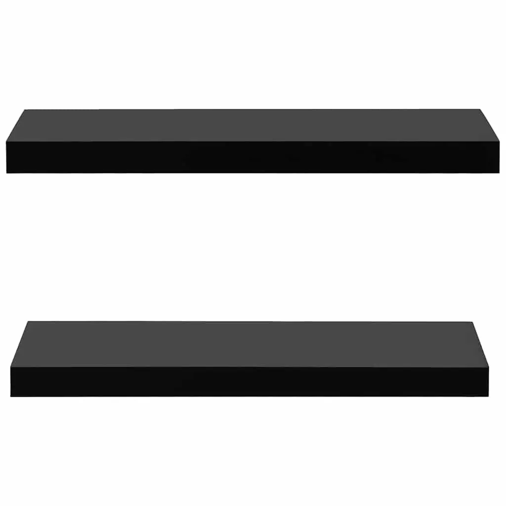 Floating Wall Shelves Black 60 x 20 x 3.8 cm Invisible Mounting System Home Decor Organiser 2 Pieces