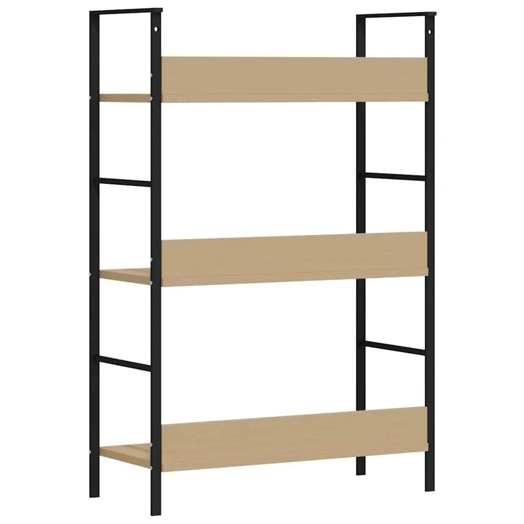 3 Layer Bookshelf Compact Brown Engineered Wood Display Rack Storage Unit