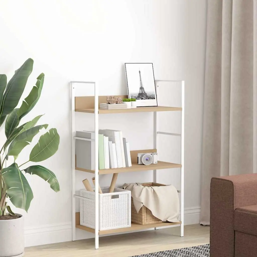 3-Layer Bookshelf Brown Engineered Wood Standing Cabinet Storage Display Rack
