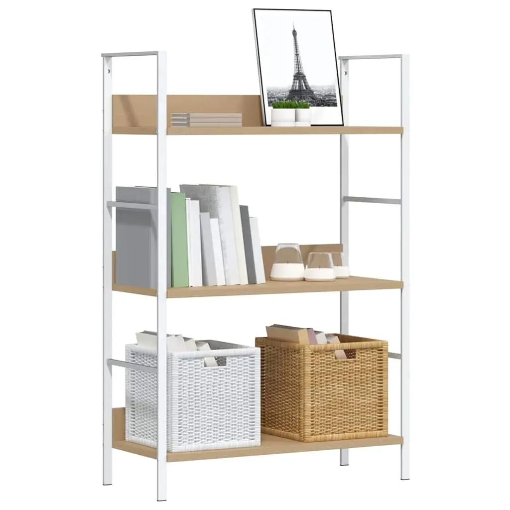 3-Layer Bookshelf Brown Engineered Wood Standing Cabinet Storage Display Rack