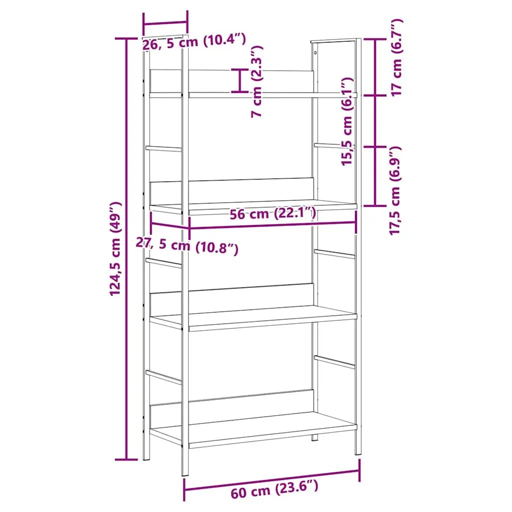 4-Layer Book Shelf Engineered Wood Standing Display Cabinet Storage Rack Brown