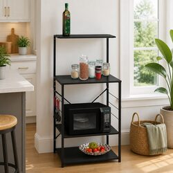 Compact 4-Tier Kitchen Storage Cabinet with Steel Frame