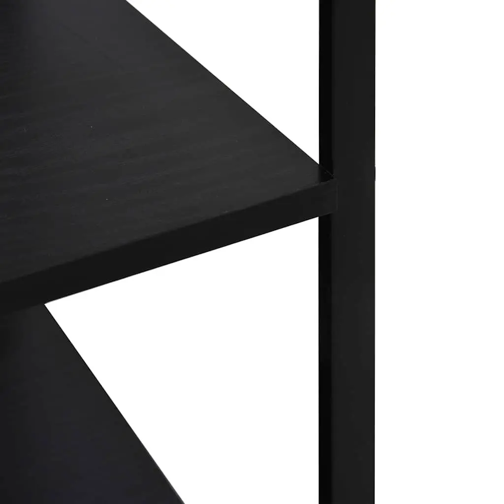 4-Tier Kitchen Storage Cabinet Black Engineered Wood Organiser with Hooks