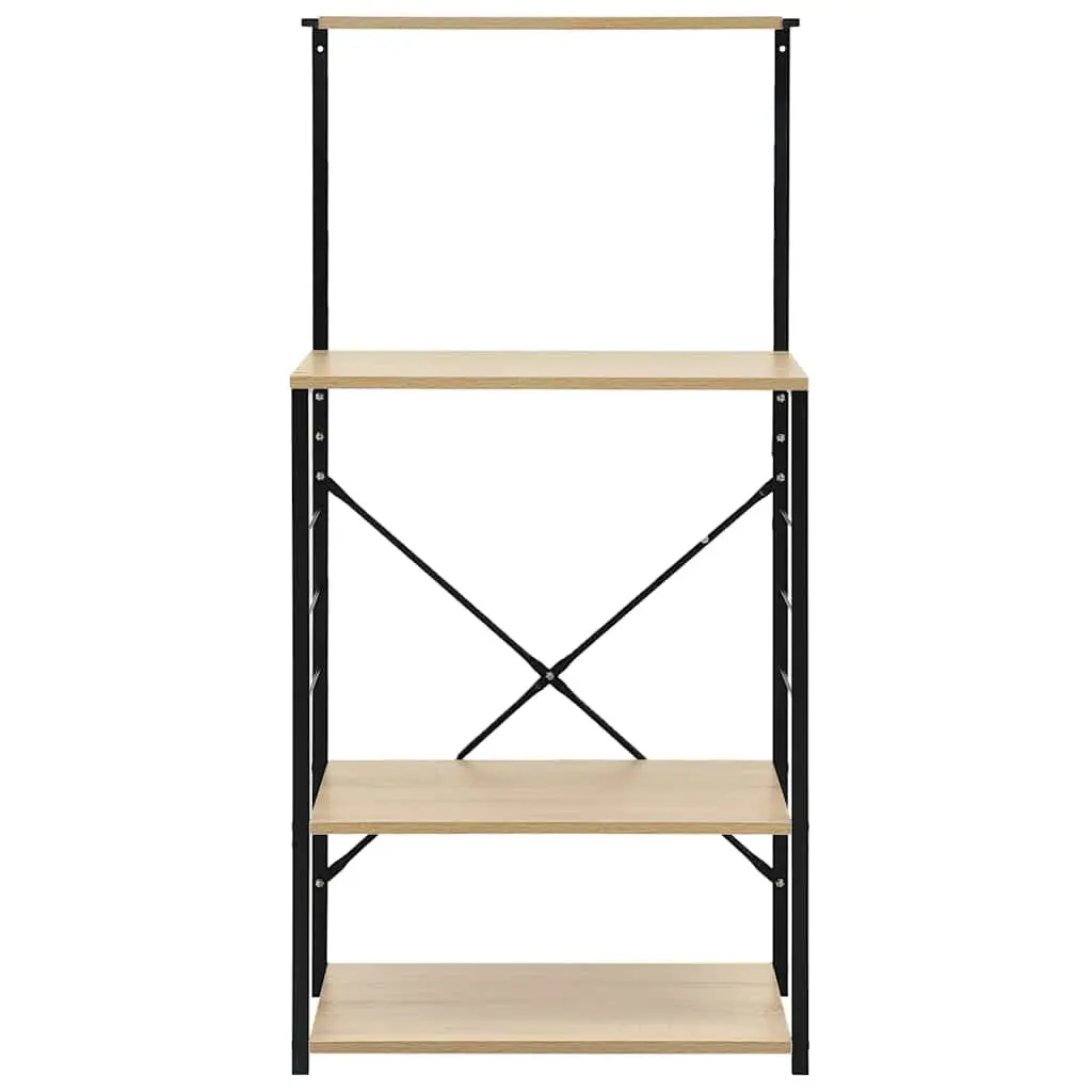 Microwave Cabinet Black Oak 60x39.6x123cm 4-Tier Kitchen Shelf Storage Organiser