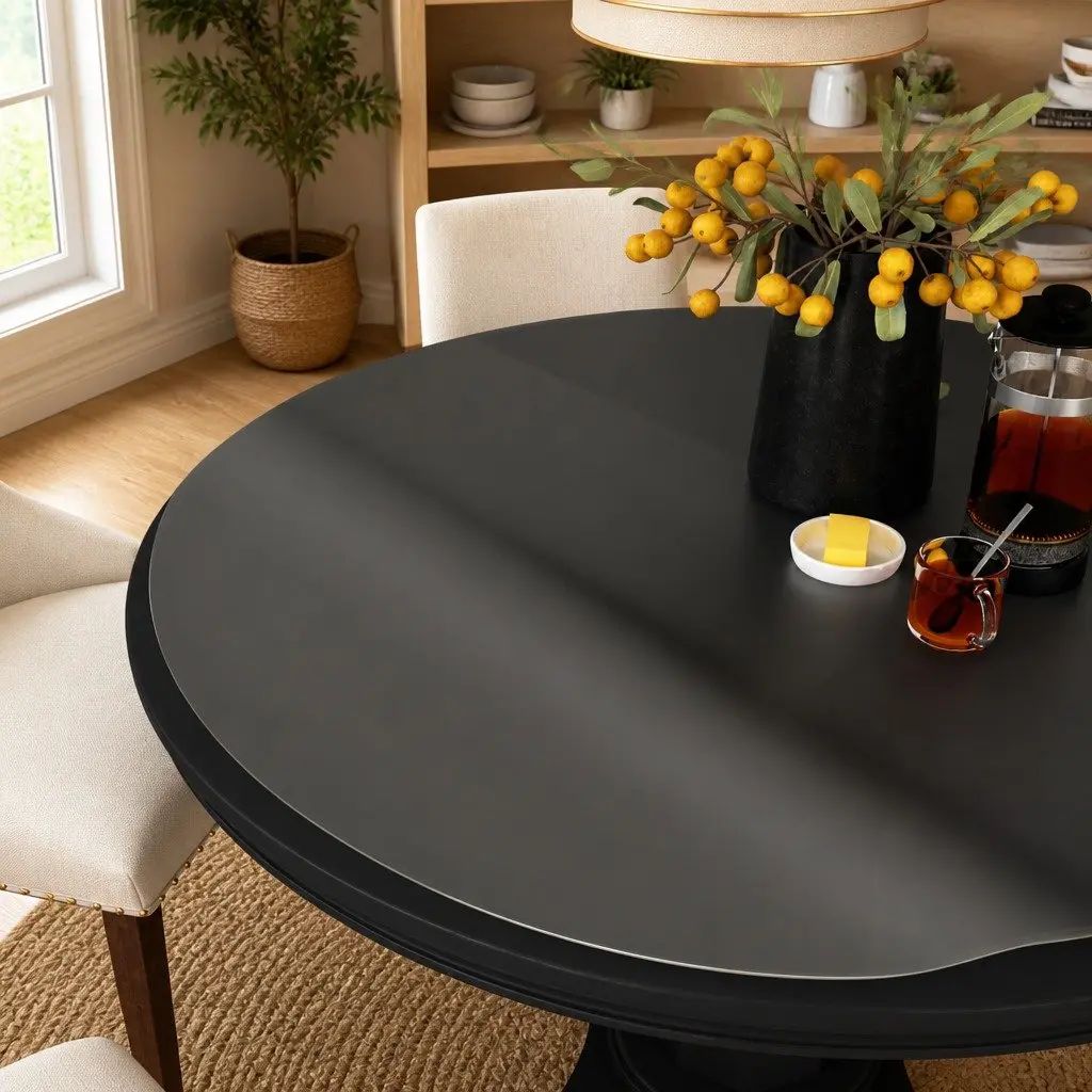 Round Table Protector Transparent 110 cm Waterproof PVC Film