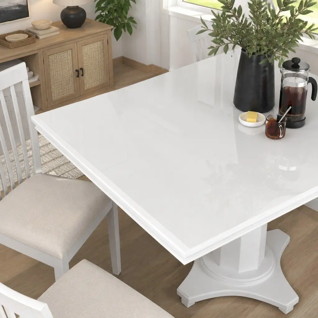 Table Protector Transparent Rectangular 160 x 90 cm Waterproof Soft PVC