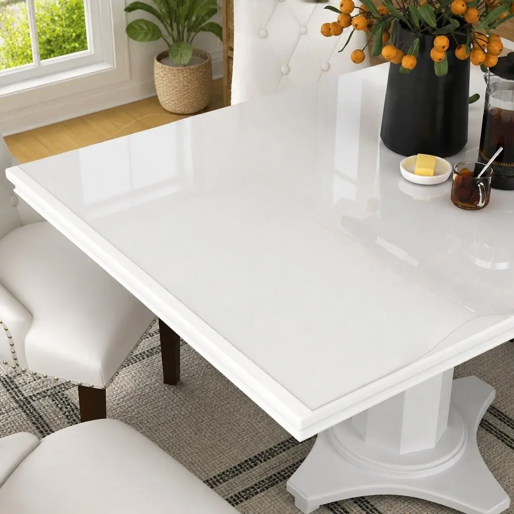 Table Protector Film Transparent Rectangular 180 x 90 cm Waterproof PVC Easy to Clean