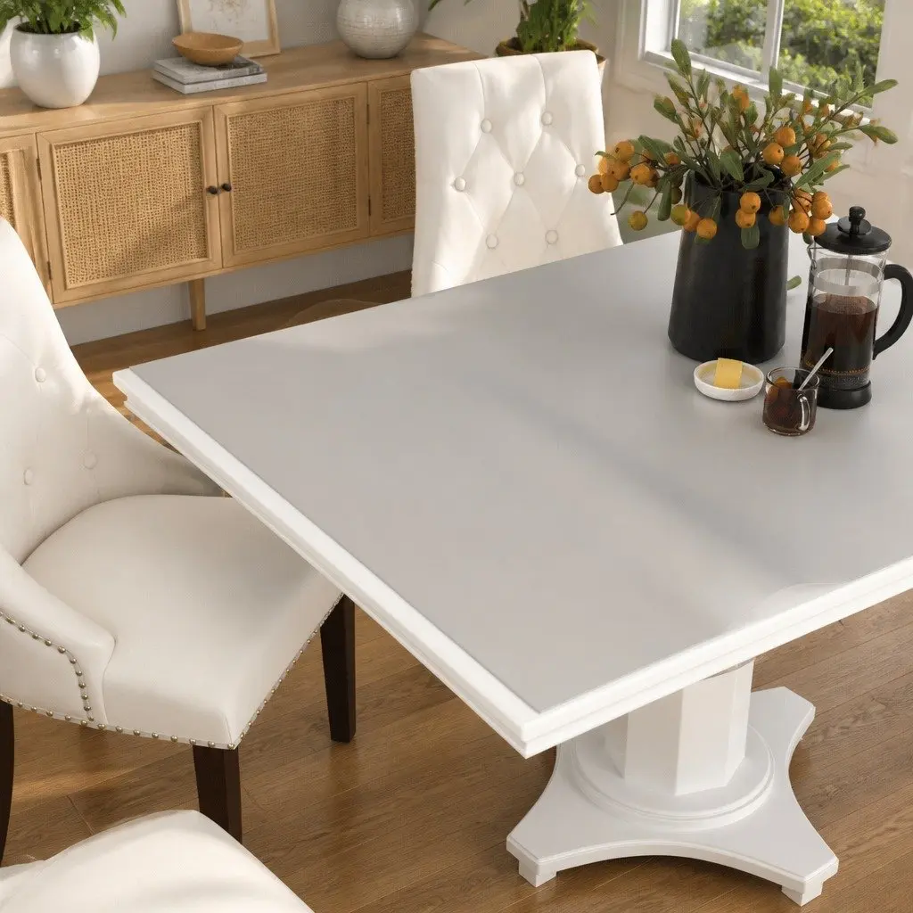 Transparent PVC Table Protector Mat Rectangular 200 x 100 cm Waterproof Easy to Clean