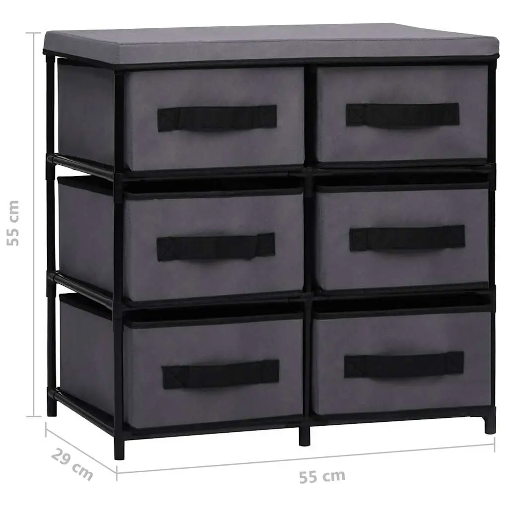 Storage Cabinet Grey 6 Drawers Freestanding Organiser for Bedroom Living Room