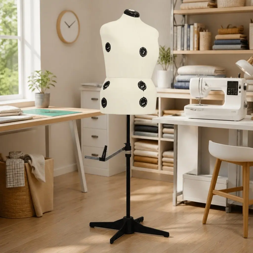 Adjustable Dress Form Cream L Size 44-50 Customisable Bust Waist Hip Display Mannequin