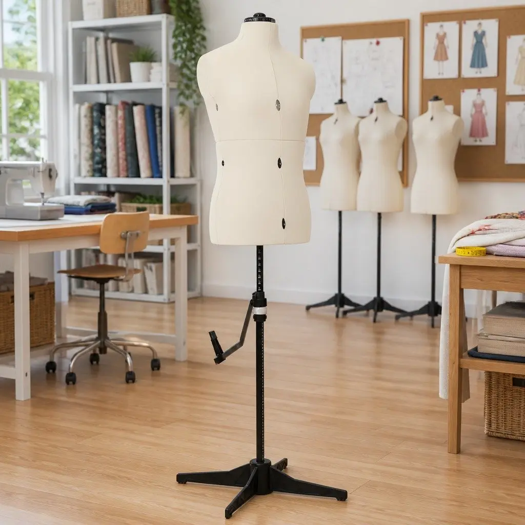 Adjustable Dress Form Mannequin Cream 37 to 45 Height Adjustable Customizable Measurements