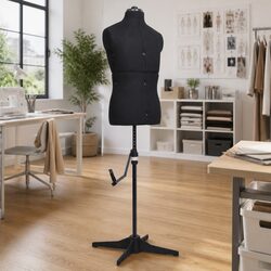 Male Adjustable Dress Form Mannequin Display Dummy Clothes Valet Stand Black