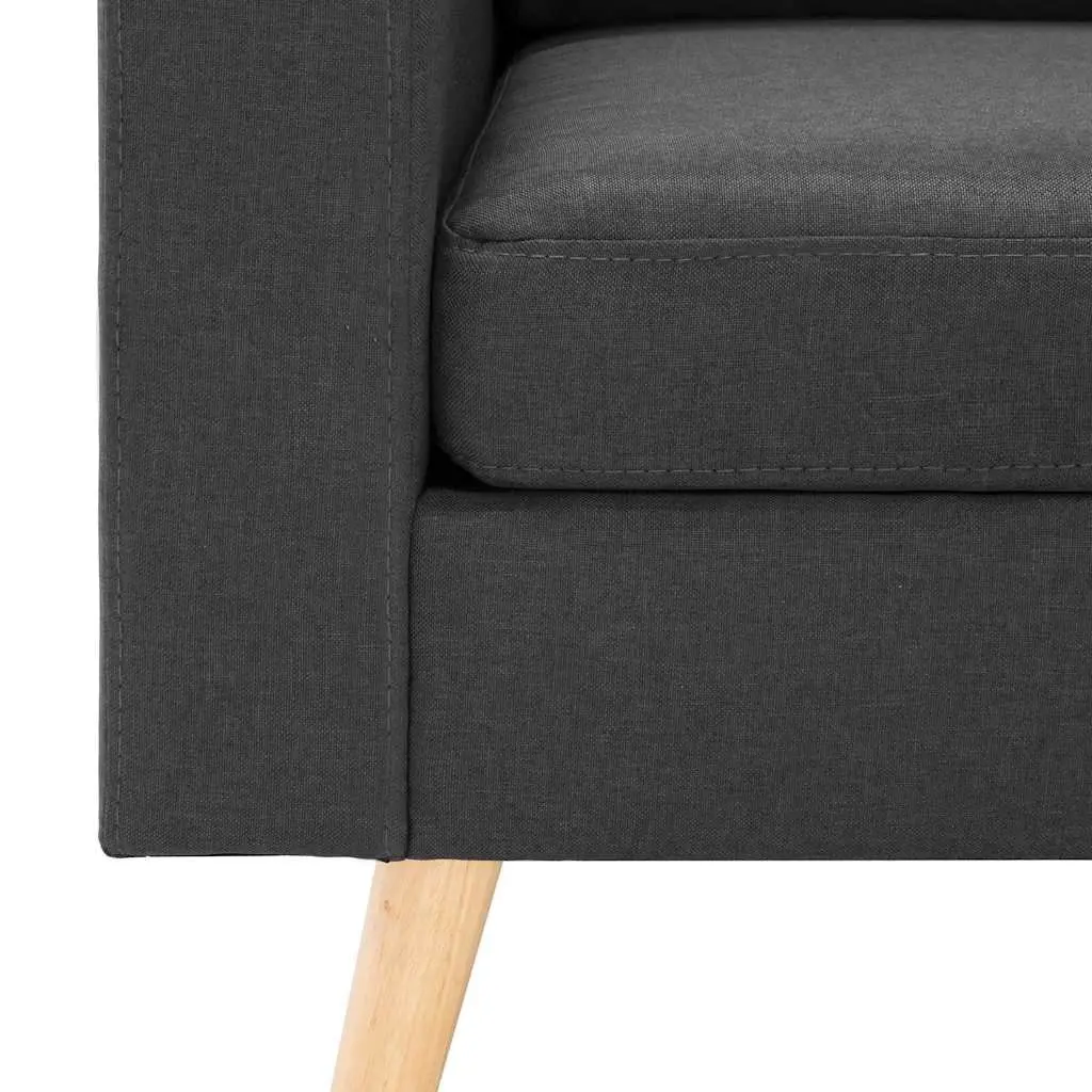 2-Seater Sofa Grey Fabric Upholstered Padded Cushions