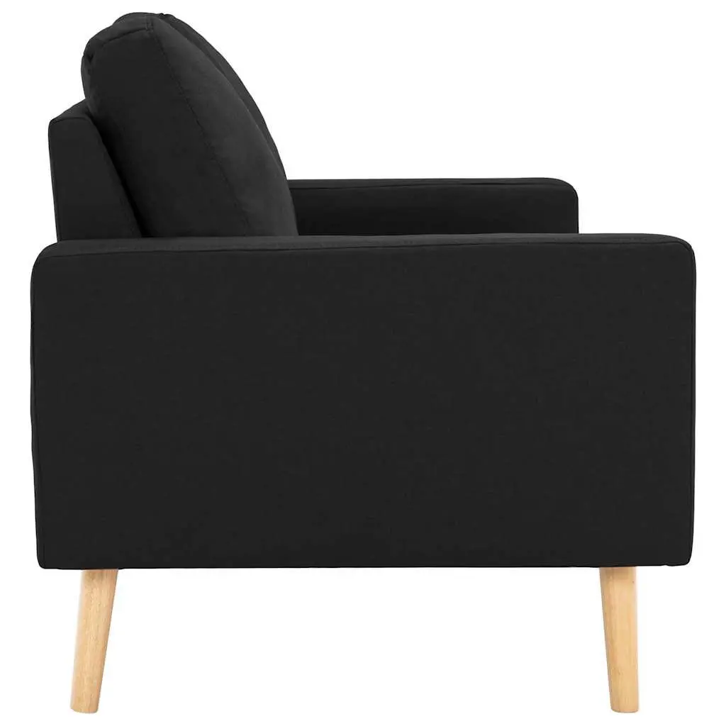 2SeaterSofaBlackSoftTouchFabricUpholsteredThickCushionsWoodenFrameComfortableSeating