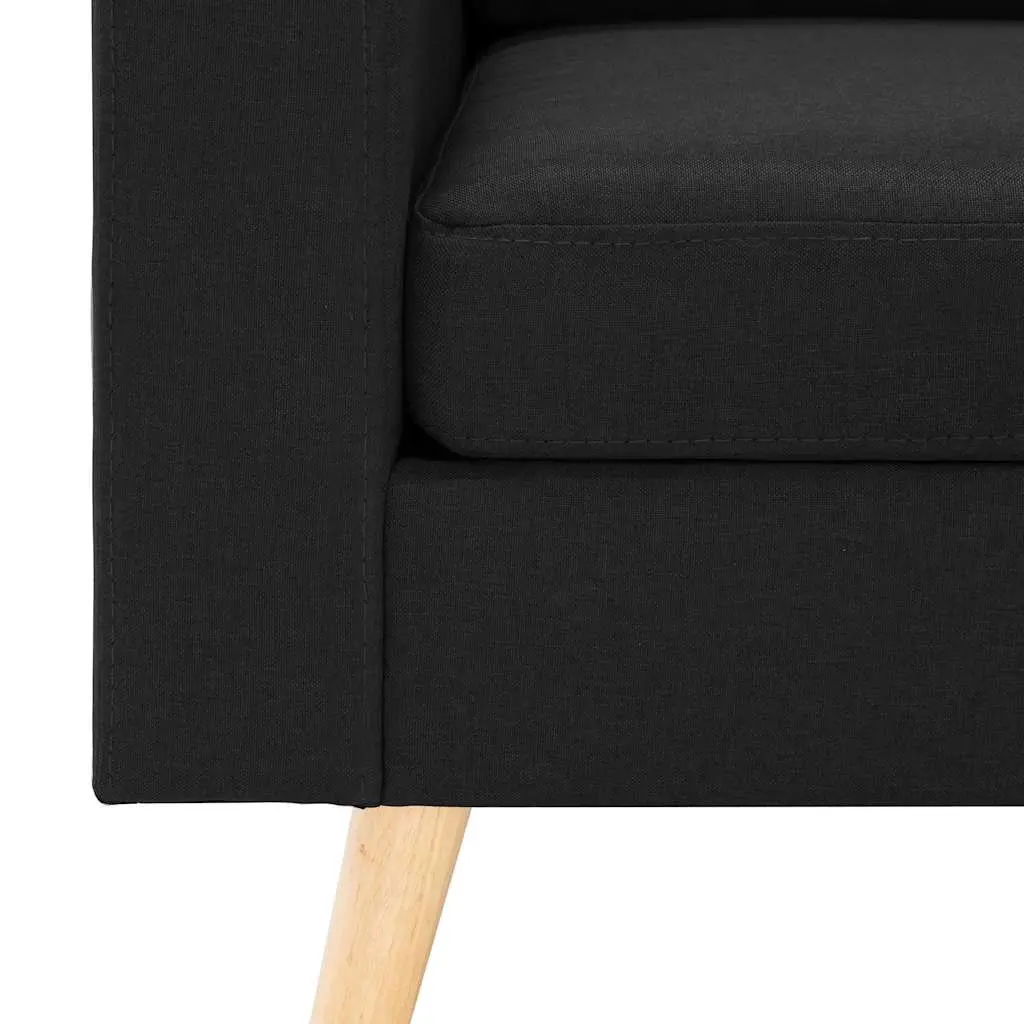 2SeaterSofaBlackSoftTouchFabricUpholsteredThickCushionsWoodenFrameComfortableSeating