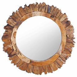 Compact and Elegant 60 cm Round Teak Mirror