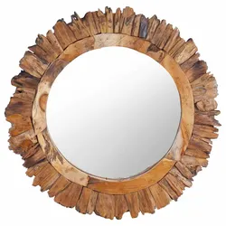 Compact and Elegant 60 cm Round Teak Mirror