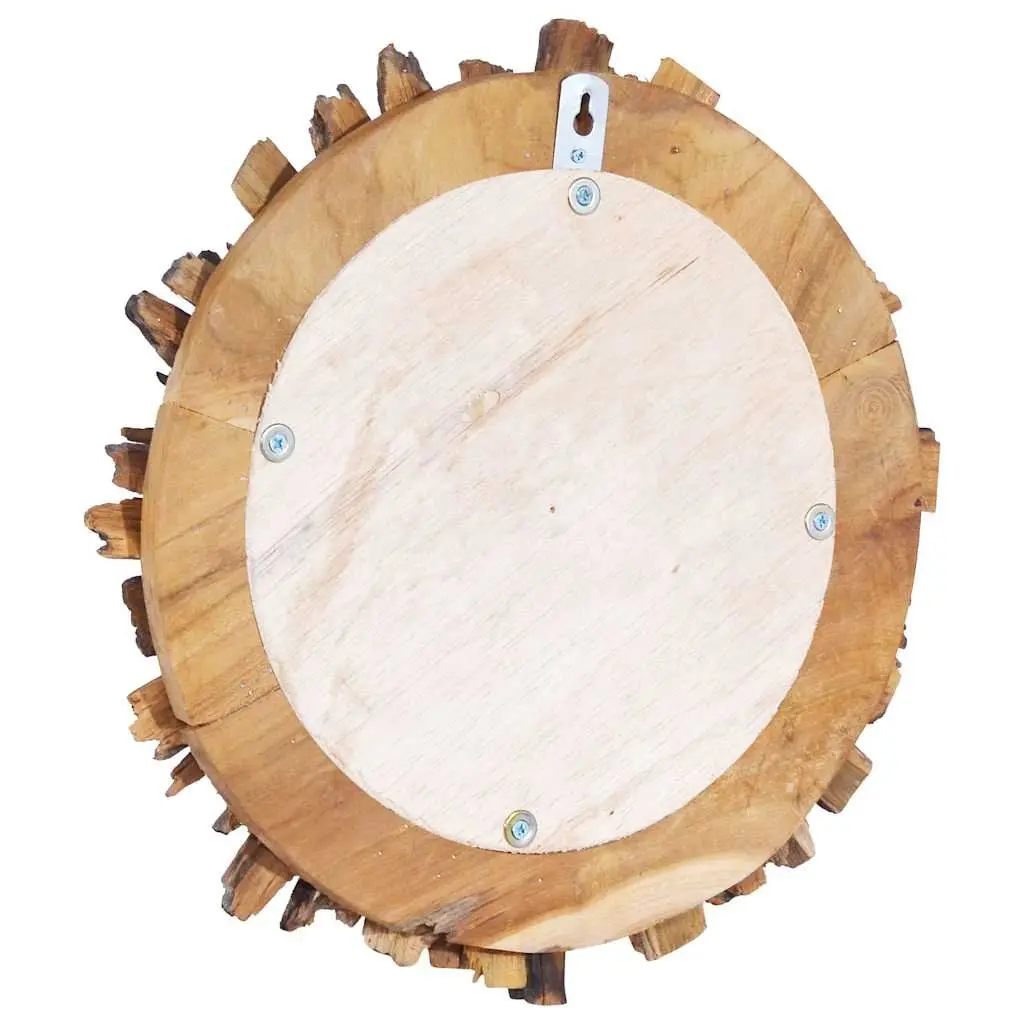 Round Wall Mirror 60 cm Petal Design Teak Wood Frame Home Decor Bathroom