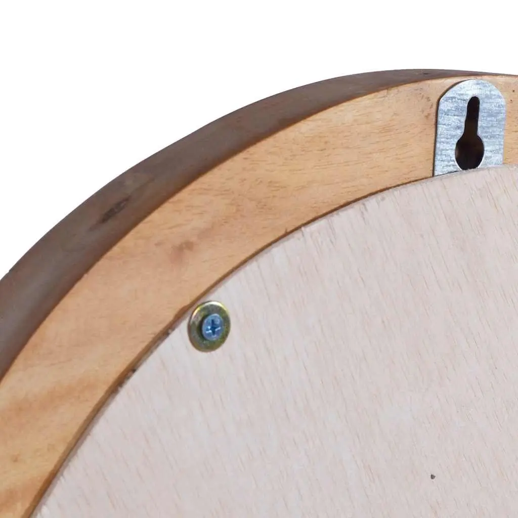 Round Wall Mirror Brown 60 cm Handmade Natural Teak Frame Rustic Home Decor