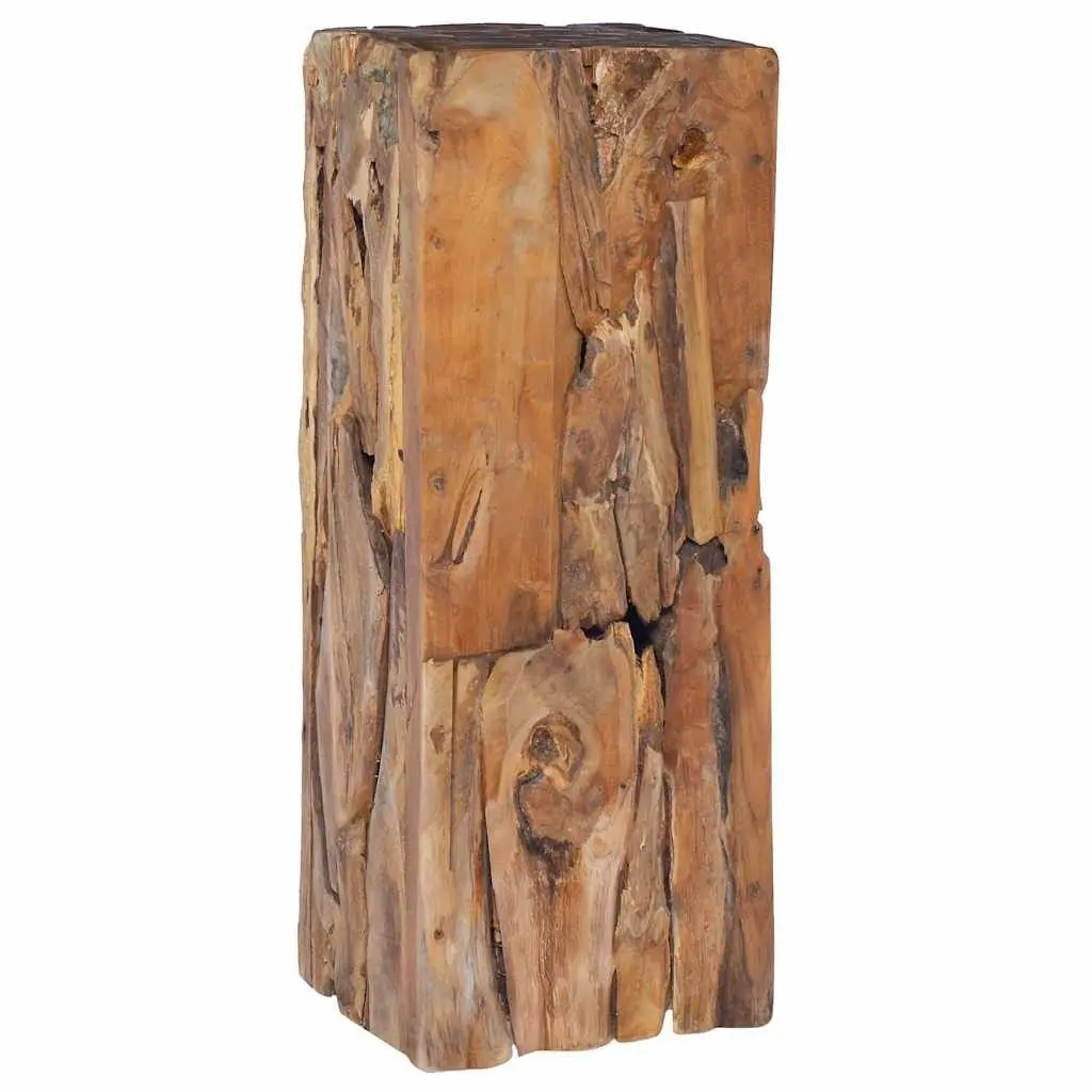 Solid Teak Wood Side Table Brown 30x30x80 cm Handcrafted Accent End Table