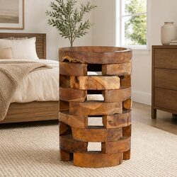 Compact Solid Teak Bedside Cabinet 30x30x45 cm Brown