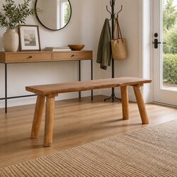 Solid Teak Wood Garden Bench 120 cm Indoor Outdoor Wooden Seating Furniture