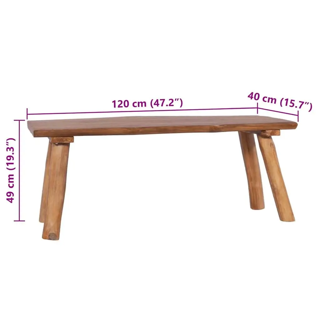 Teak Wood Garden Bench Brown 120 cm Indoor Outdoor Seating Furniture