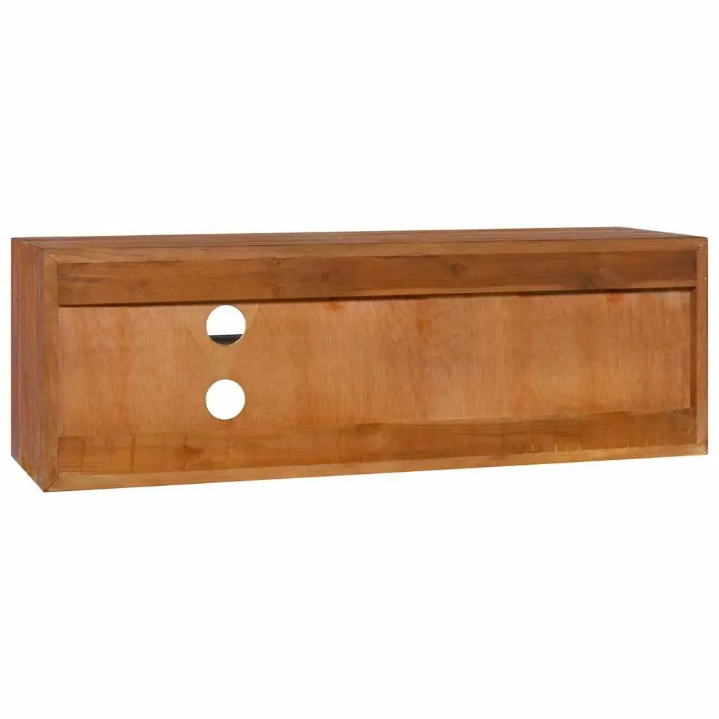 Wall-mounted TV Cabinet Solid Teak Wood Storage Unit Brown 90x30x30cm