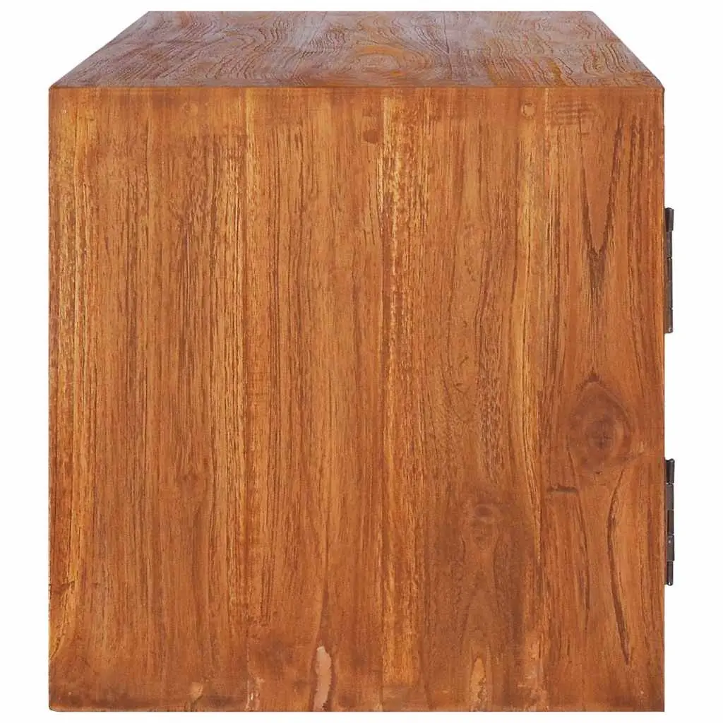 Wall-mounted TV Cabinet Solid Teak Wood Storage Unit Brown 90x30x30cm