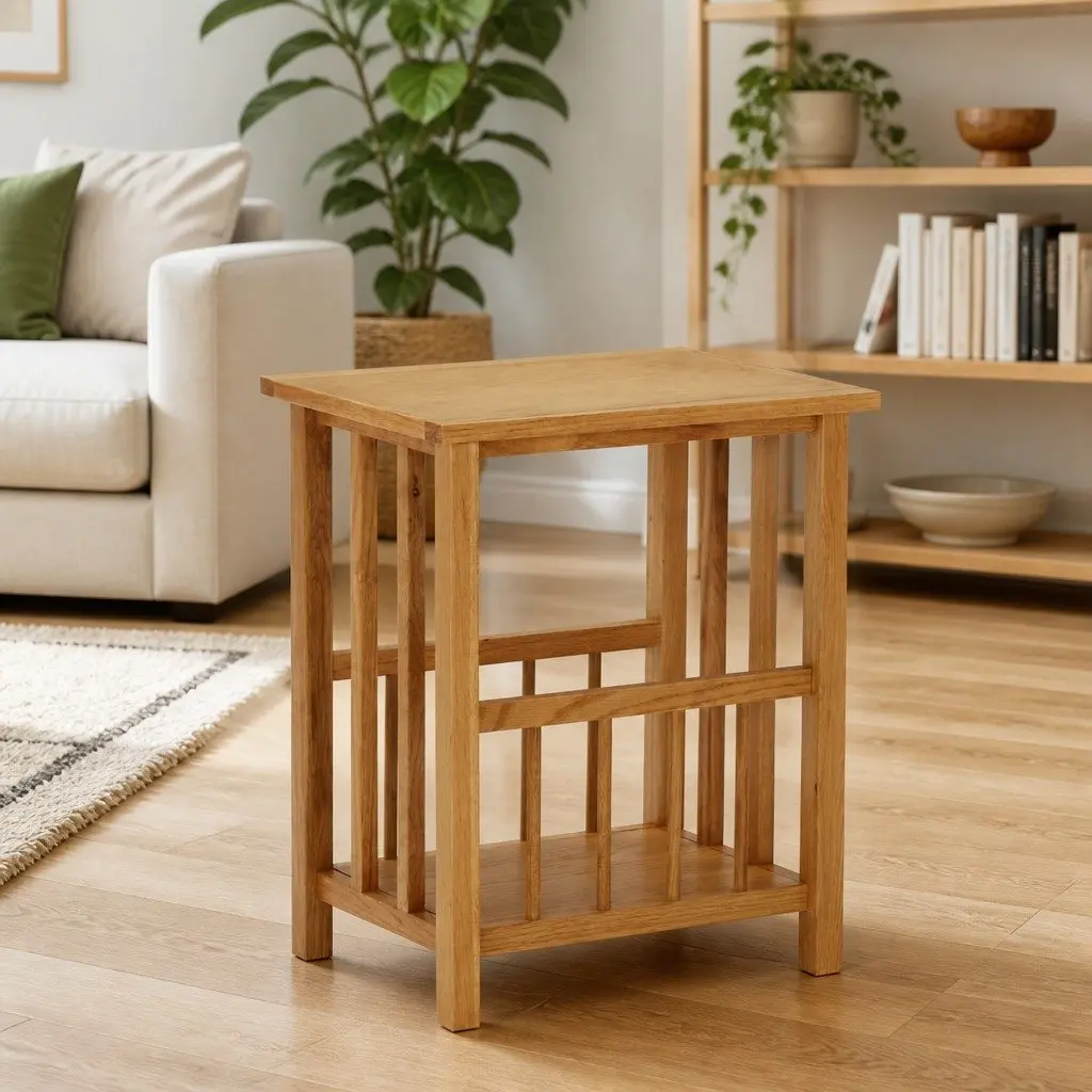 End Table in Brown Oak Wood