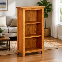 Compact Bookcase with 3 Solid Oak Shelves 45x22.5x82 cm