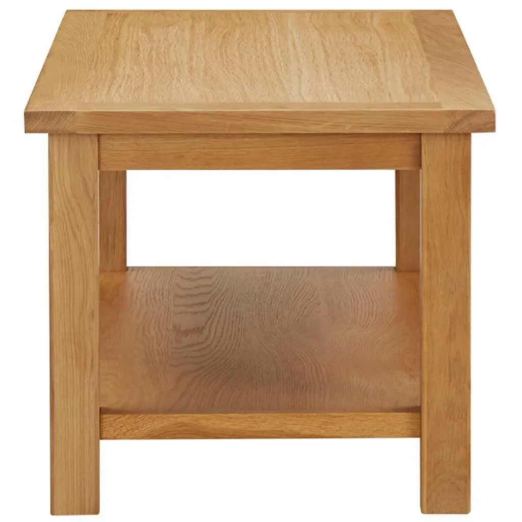 Coffee Table Brown 90x45x40 cm Solid Oak Wood with Storage Shelf