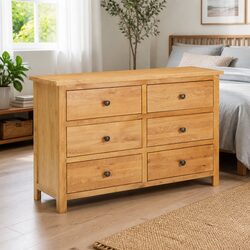 Solid Oak 6 Drawer Chest of Drawers