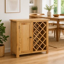 Wine Cabinet 11 Bottles Storage Solid Oak Wood Furniture Brown Rack Organiser