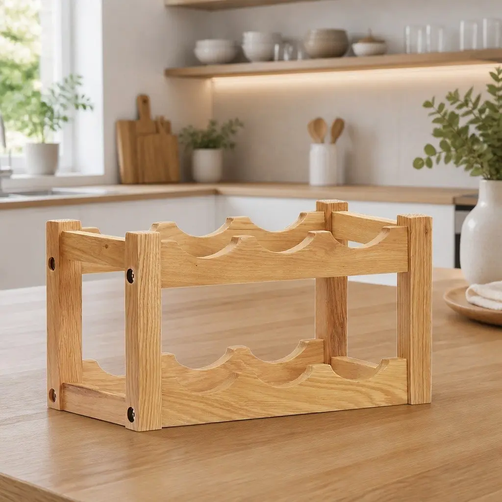 Wine Rack Brown Solid Oak Wood Freestanding Storage Organiser