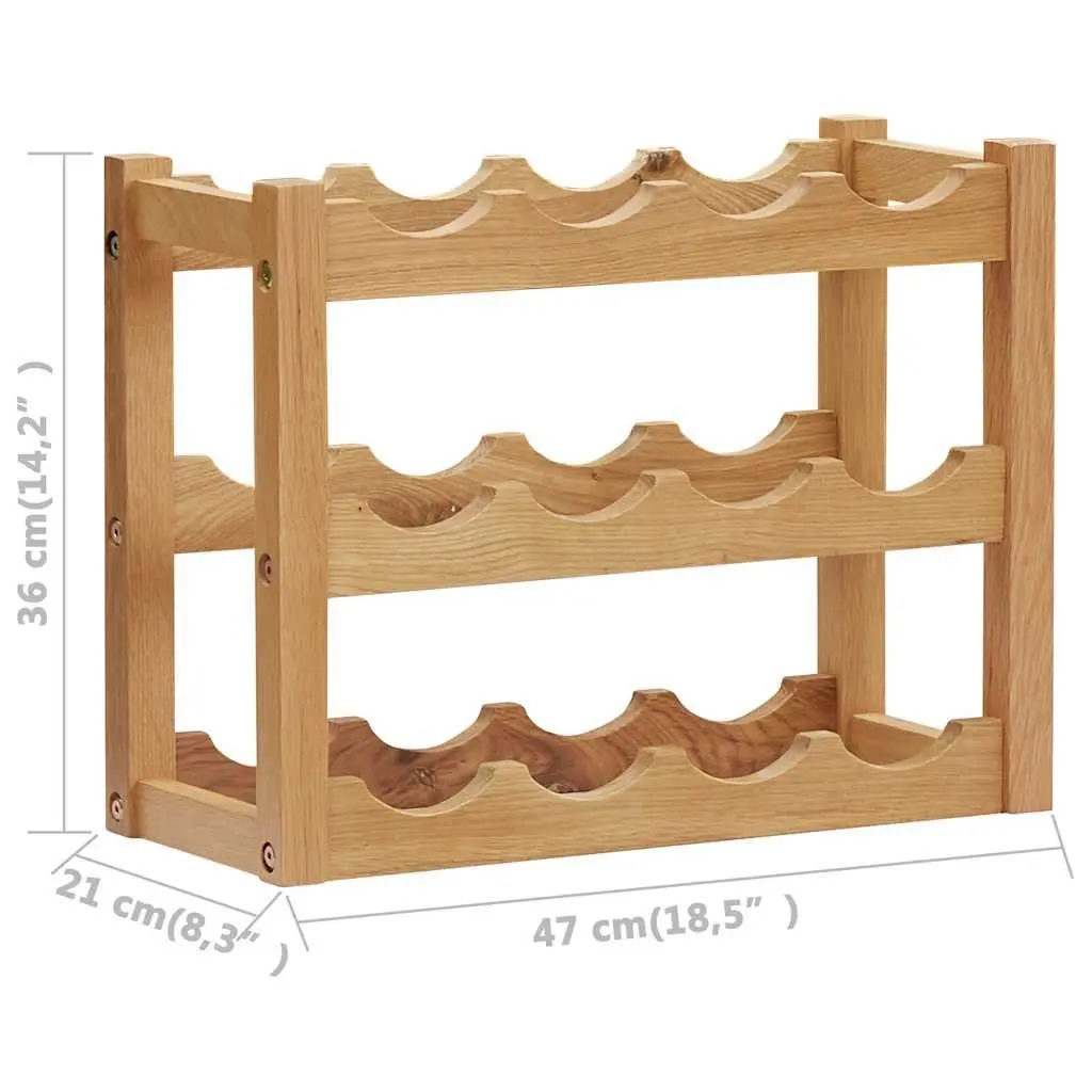 Wine Rack Brown Solid Oak Wood Freestanding Storage Organiser for 6 Bottles